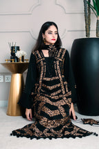 3 Piece Stiched Black Pure Silk Suit (Pret)