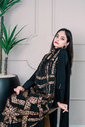 3 Piece Stiched Black Pure Silk Suit (Pret)