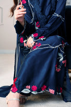 3 Piece Stiched Navy Silk Suit (Pret)