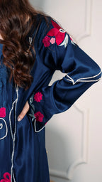 3 Piece Stiched Navy Silk Suit (Pret)