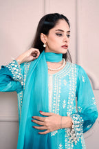 3 Piece Stiched Ombré Silk Suit (Pret)