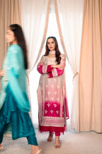 3 Piece Stiched Ombré Silk Suit (Pret)