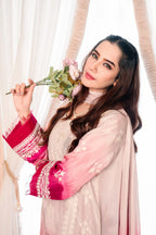 3 Piece Stiched Ombré Silk Suit (Pret)