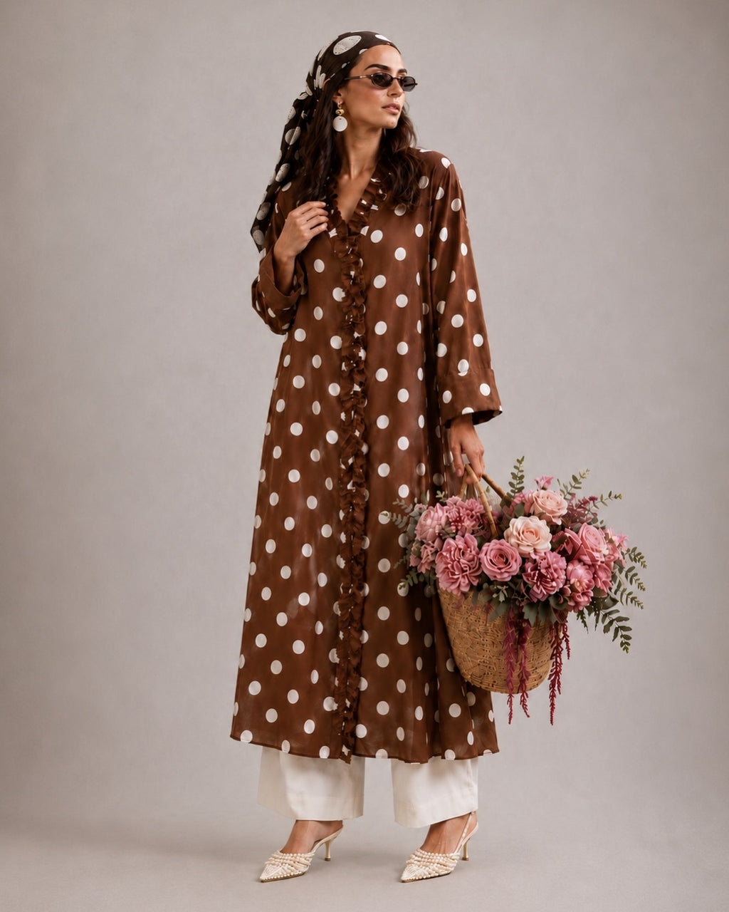 Long Polka Dot Dress 2 Piece