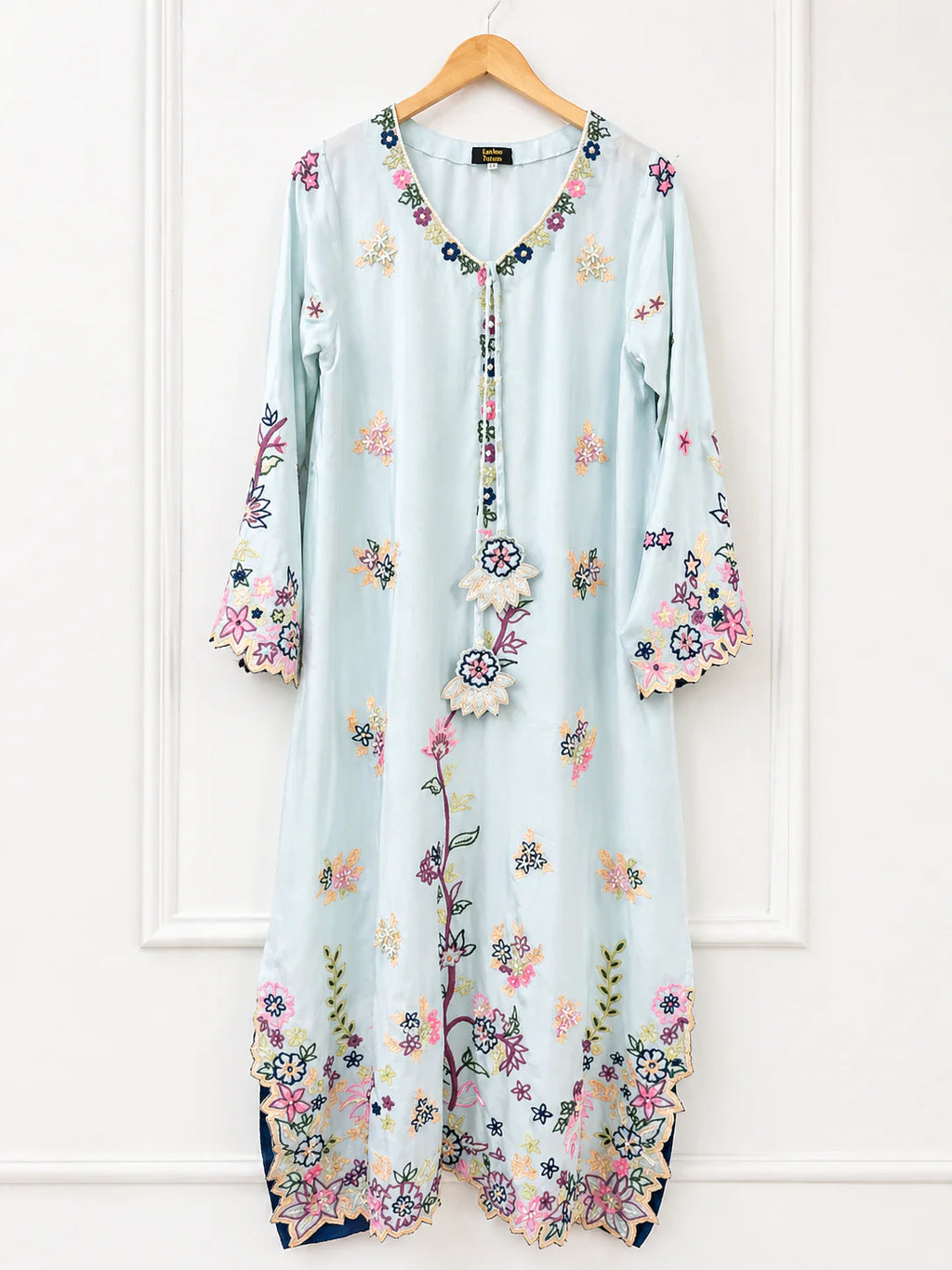 Elegant Floral Embroidered Kaftans for Women – Pastel Blue & Blush Pink Cotton Kaftan Dresses Regular price