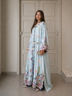 Elegant Floral Embroidered Kaftans for Women – Pastel Blue & Blush Pink Cotton Kaftan Dresses Regular price
