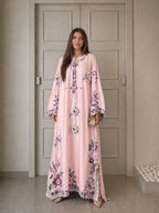 Elegant Floral Embroidered Kaftans for Women – Pastel Blue & Blush Pink Cotton Kaftan Dresses Regular price