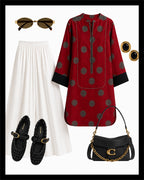 Crimson Polka Lawn Co-Ord Set