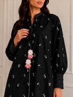 Black Embroidered Lawn Short Shirt with Balloon Pants | Women’s Designer Summer Outfit