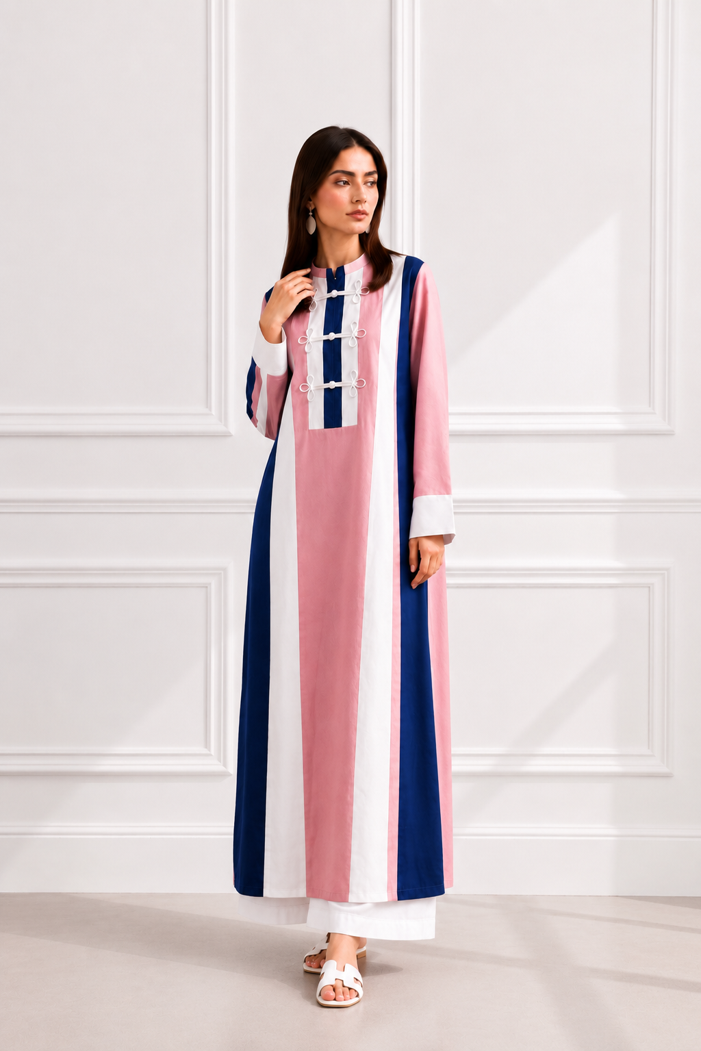 Blush and blue button