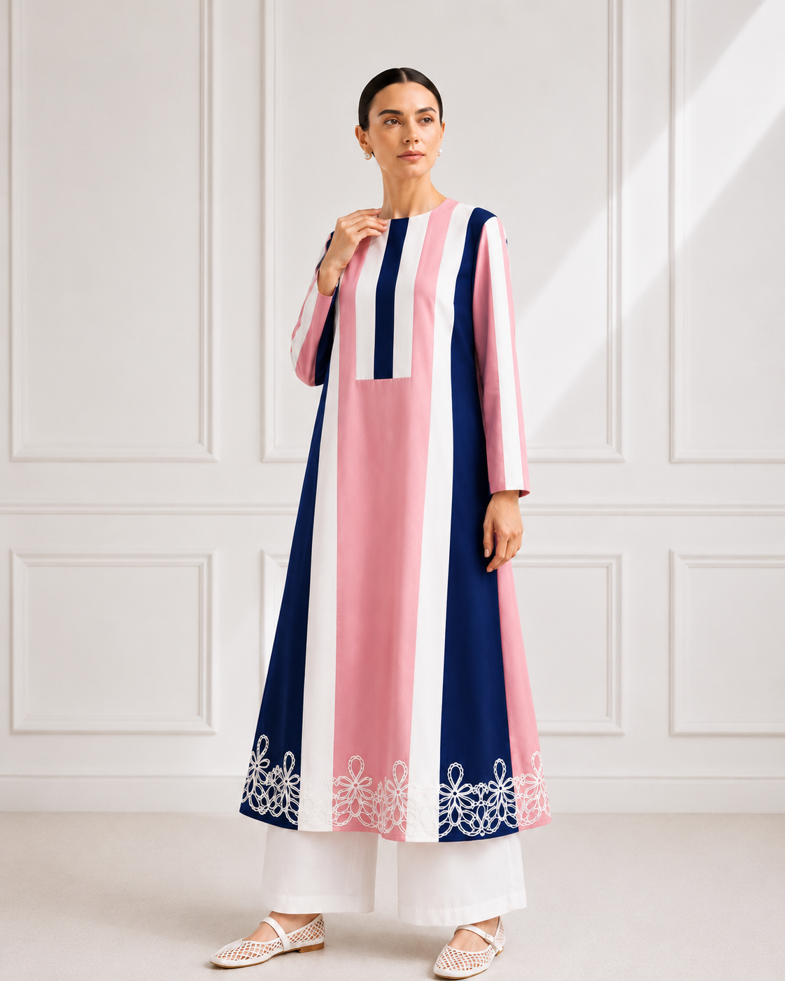 Blush and Blue Embroided