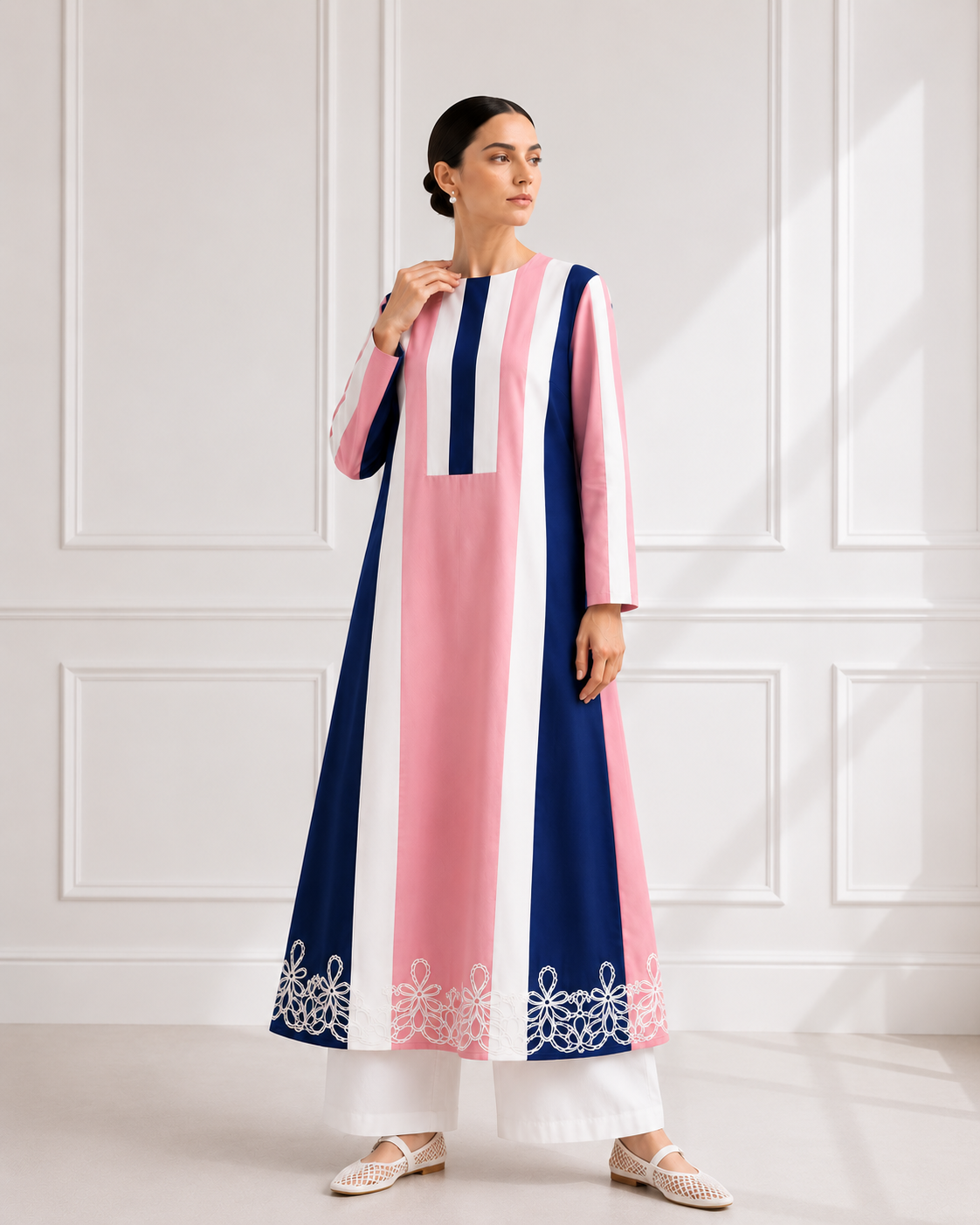 Blush and Blue Embroided