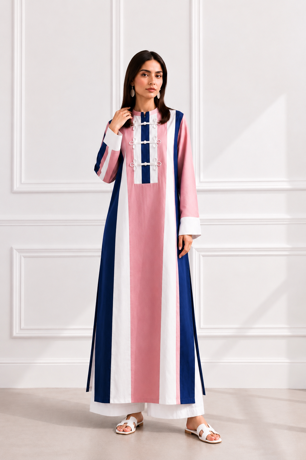 Blush and blue button