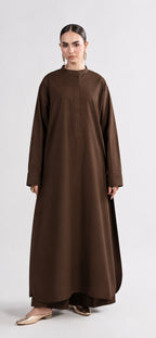 Chocolate Brown 2-Piece Lawn Suit – Long A-Line Shirt & Trousers