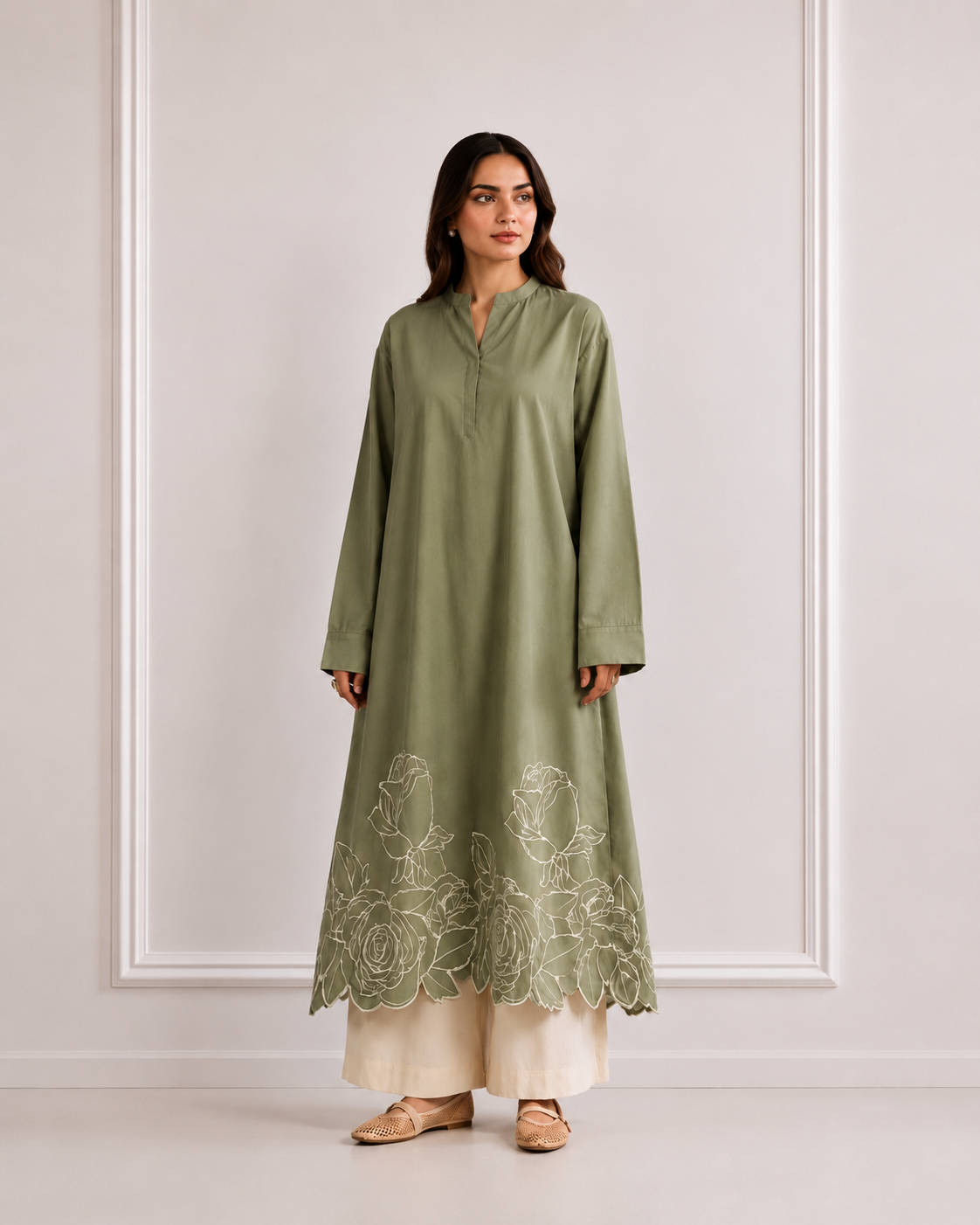 Floral Lawn Embroidery Dress - 2 Piece