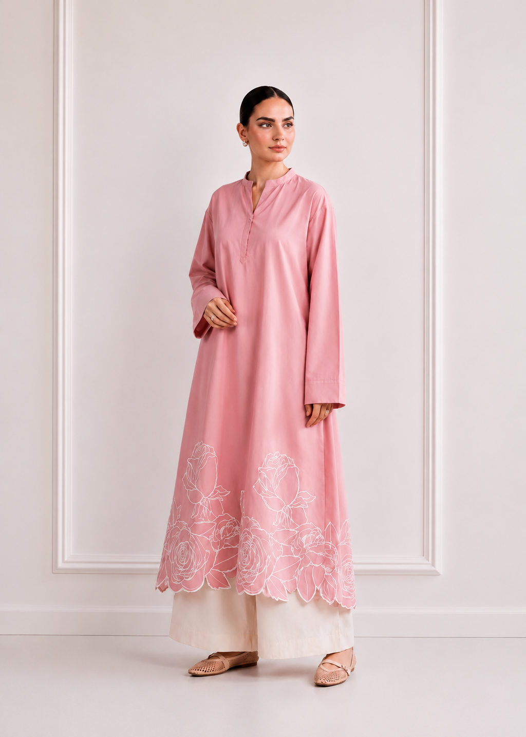 Floral Lawn Embroidery Dress - 2 Piece