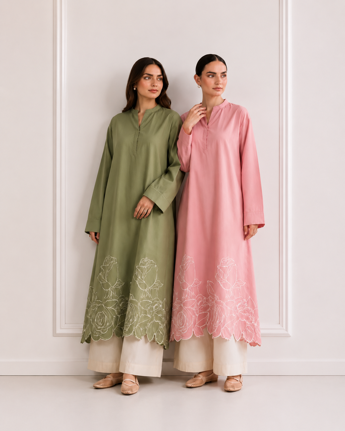 Floral Lawn Embroidery Dress - 2 Piece
