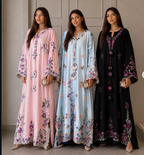 Elegant Floral Embroidered Kaftans for Women – Pastel Blue & Blush Pink Cotton Kaftan Dresses Regular price
