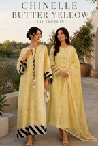 Yellow Polka Dot Cutwork Chicken Lawn Kaftan – 1 Piece