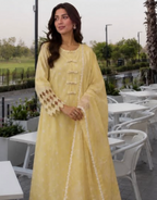 Yellow Polka Dot Lawn Suit with Organza Dupatta – 3 Piece