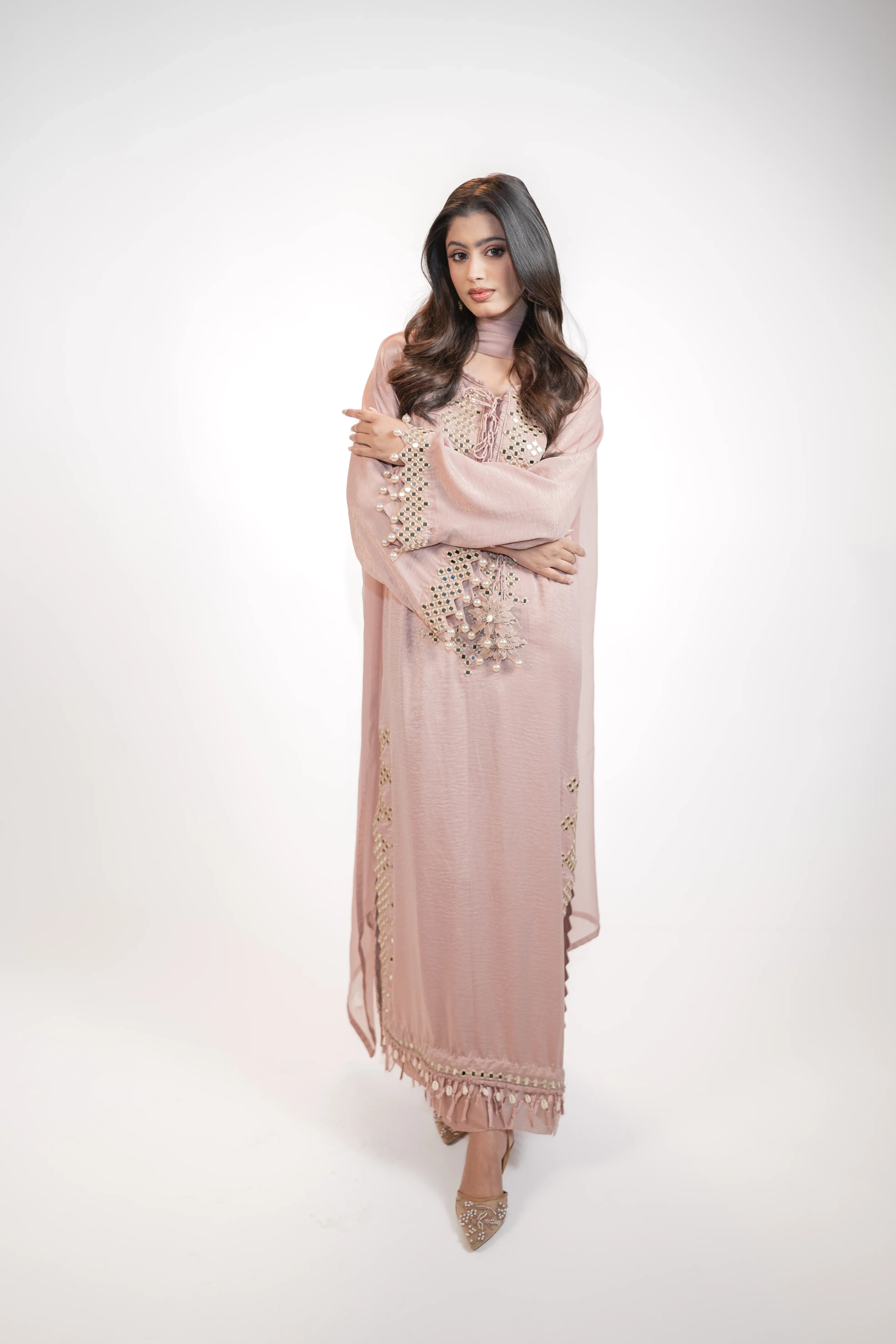 Powder Pink Self Silk 3PC Dress Regular price