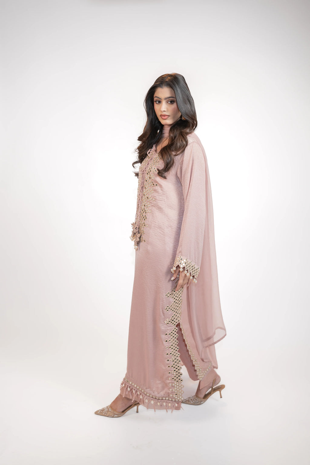 Powder Pink Self Silk 3PC Dress Regular price