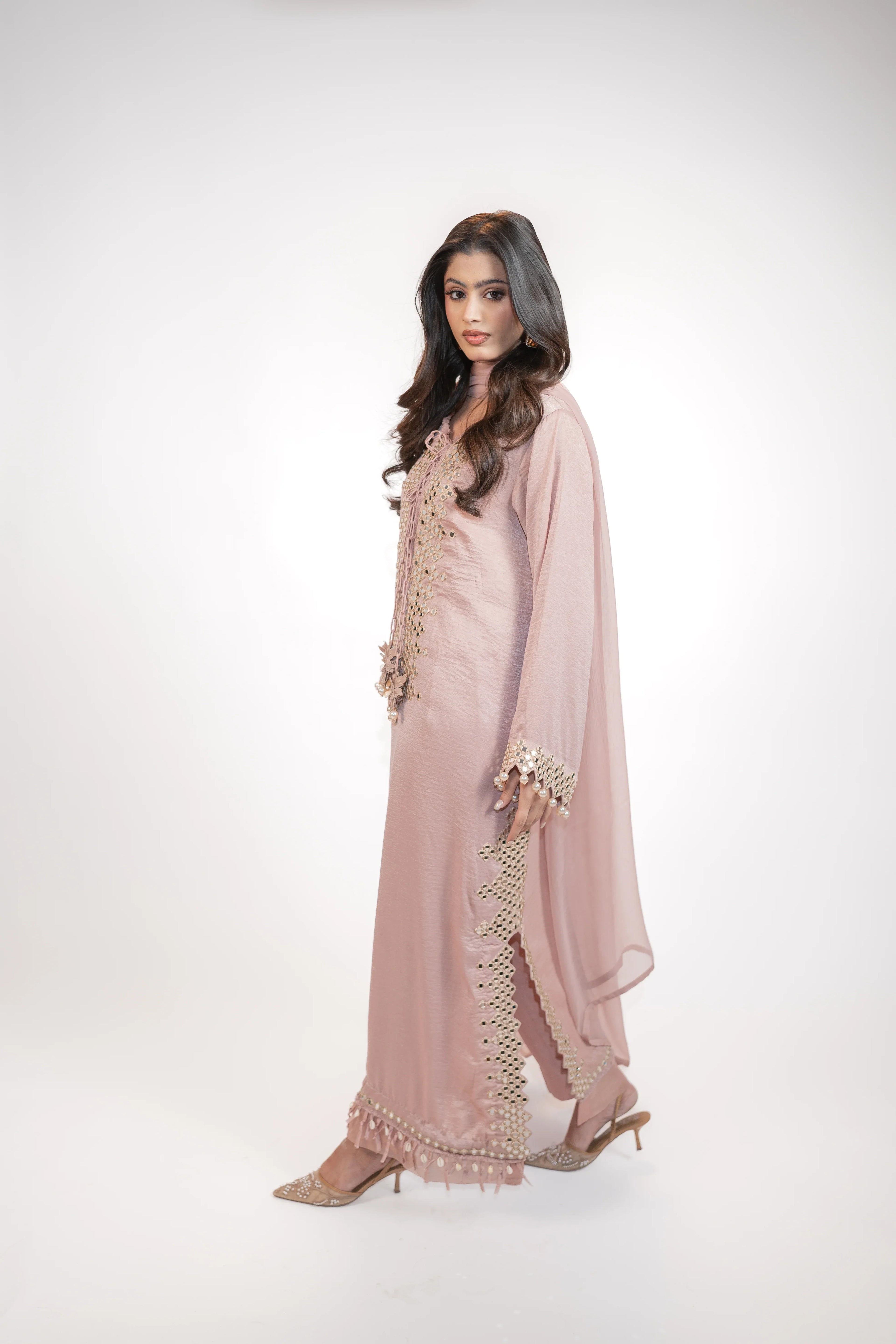 Powder Pink Self Silk 3PC Dress Regular price