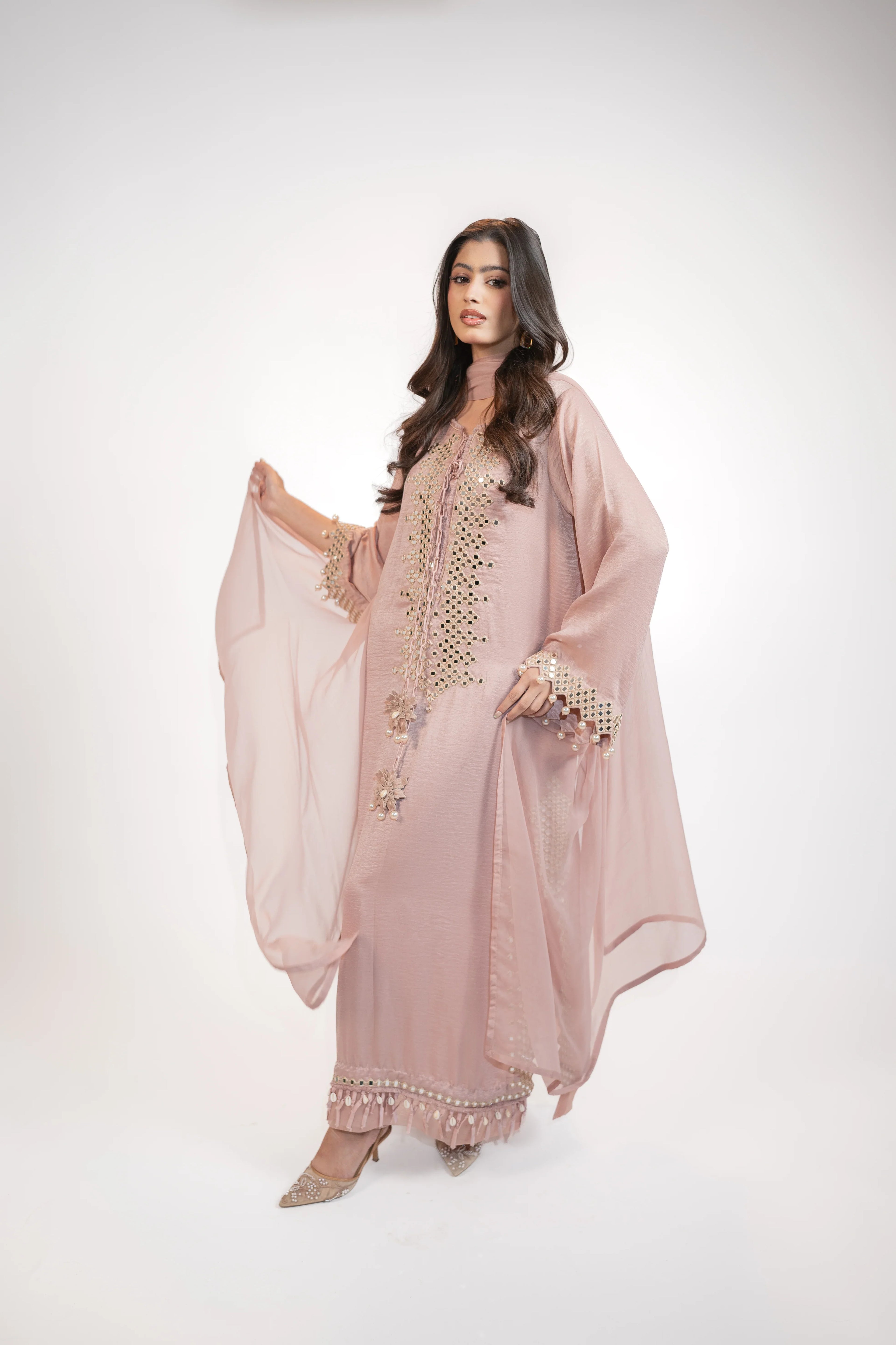Powder Pink Self Silk 3PC Dress Regular price