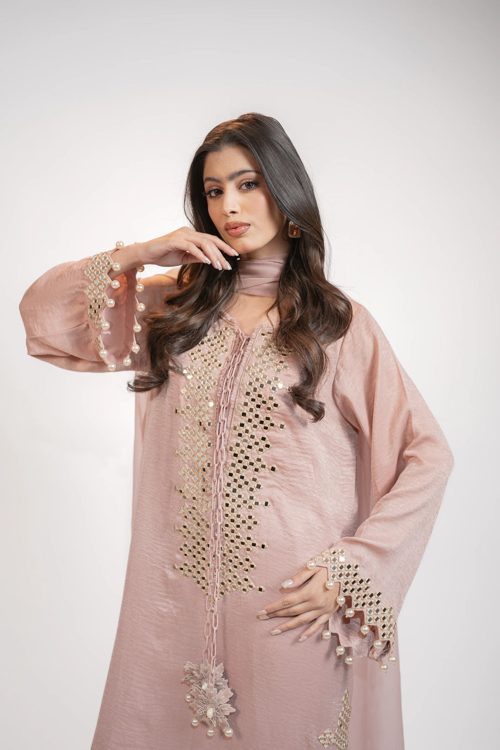 Powder Pink Self Silk 3PC Dress Regular price