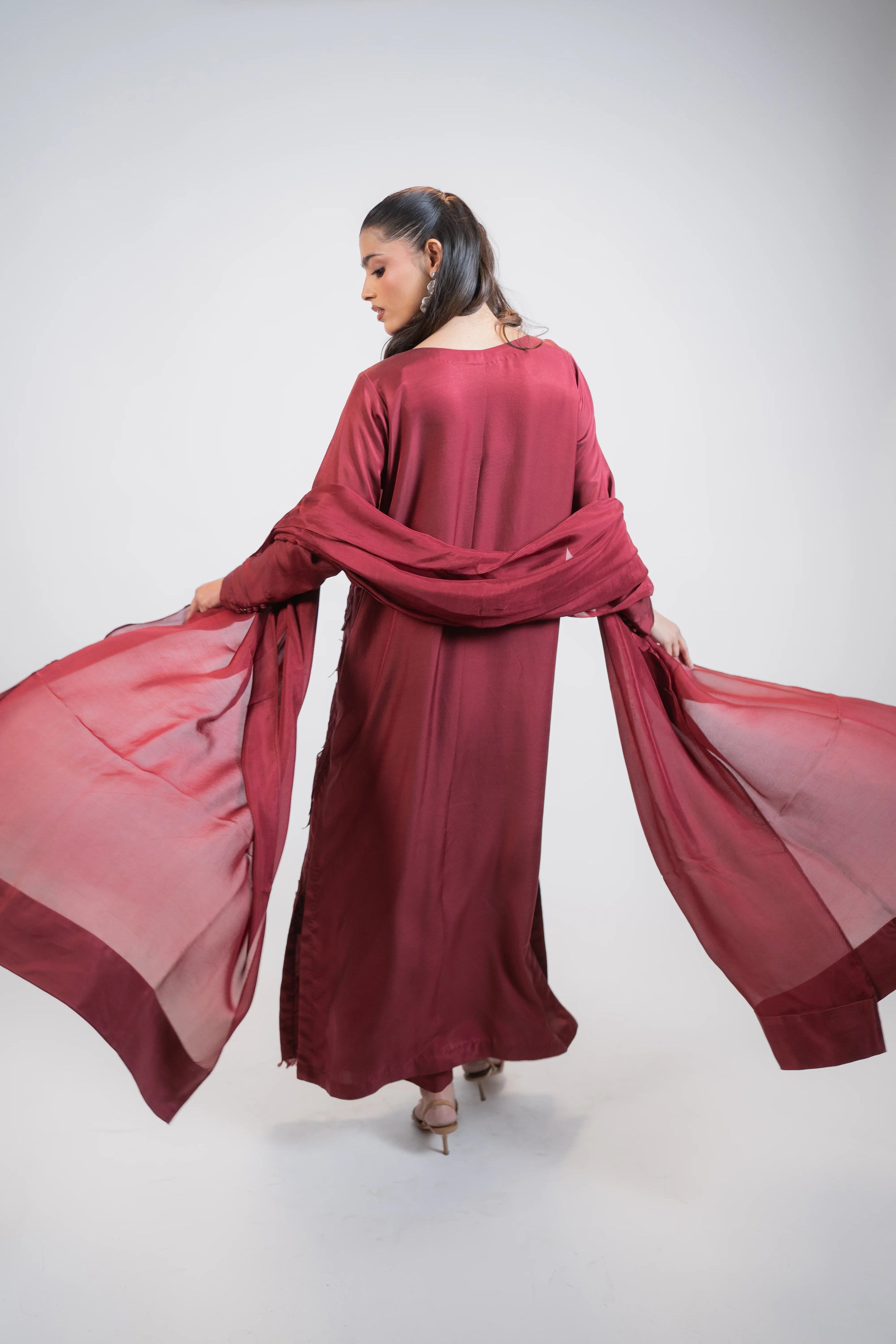Red Silk 3PC Dress