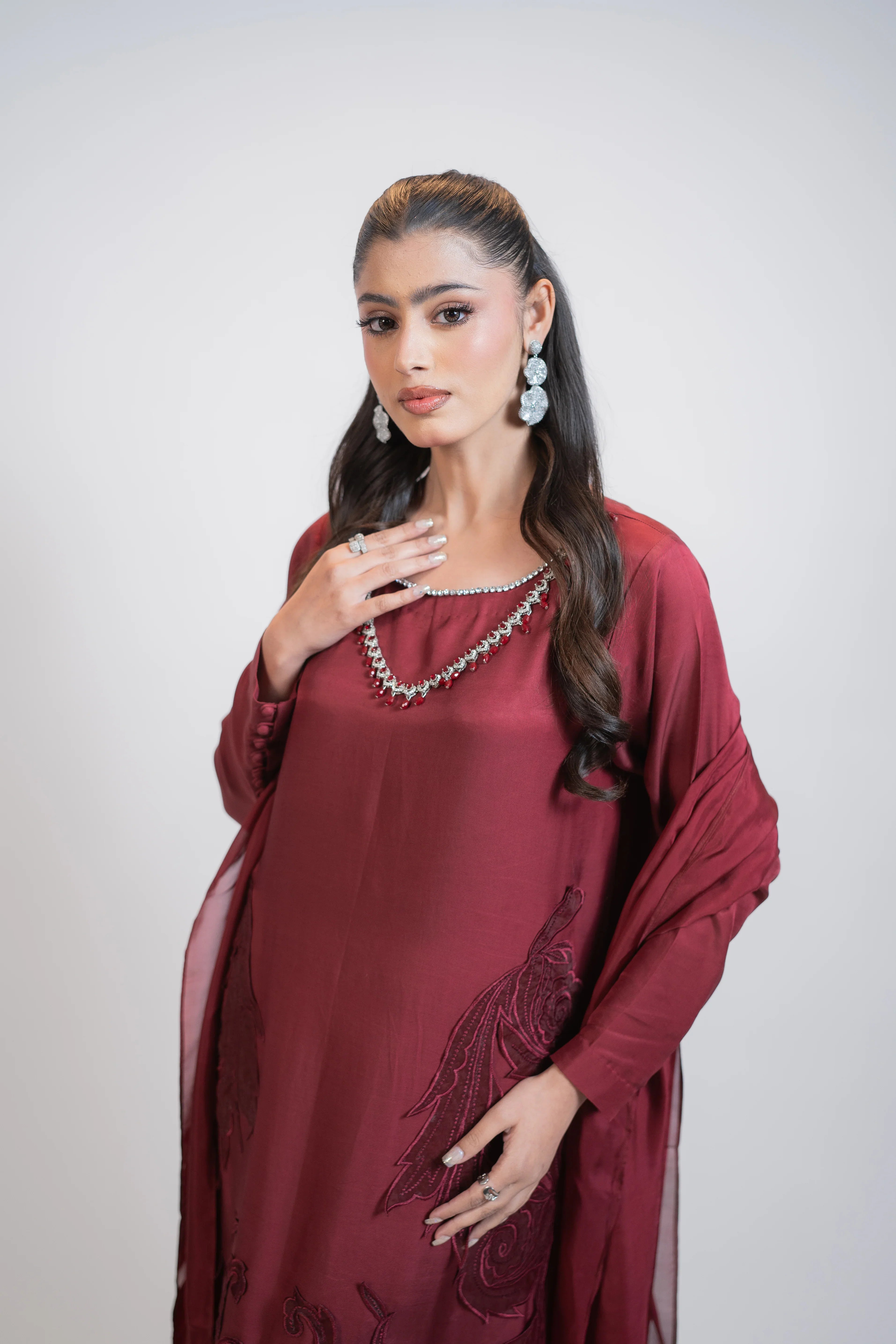 Red Silk 3PC Dress