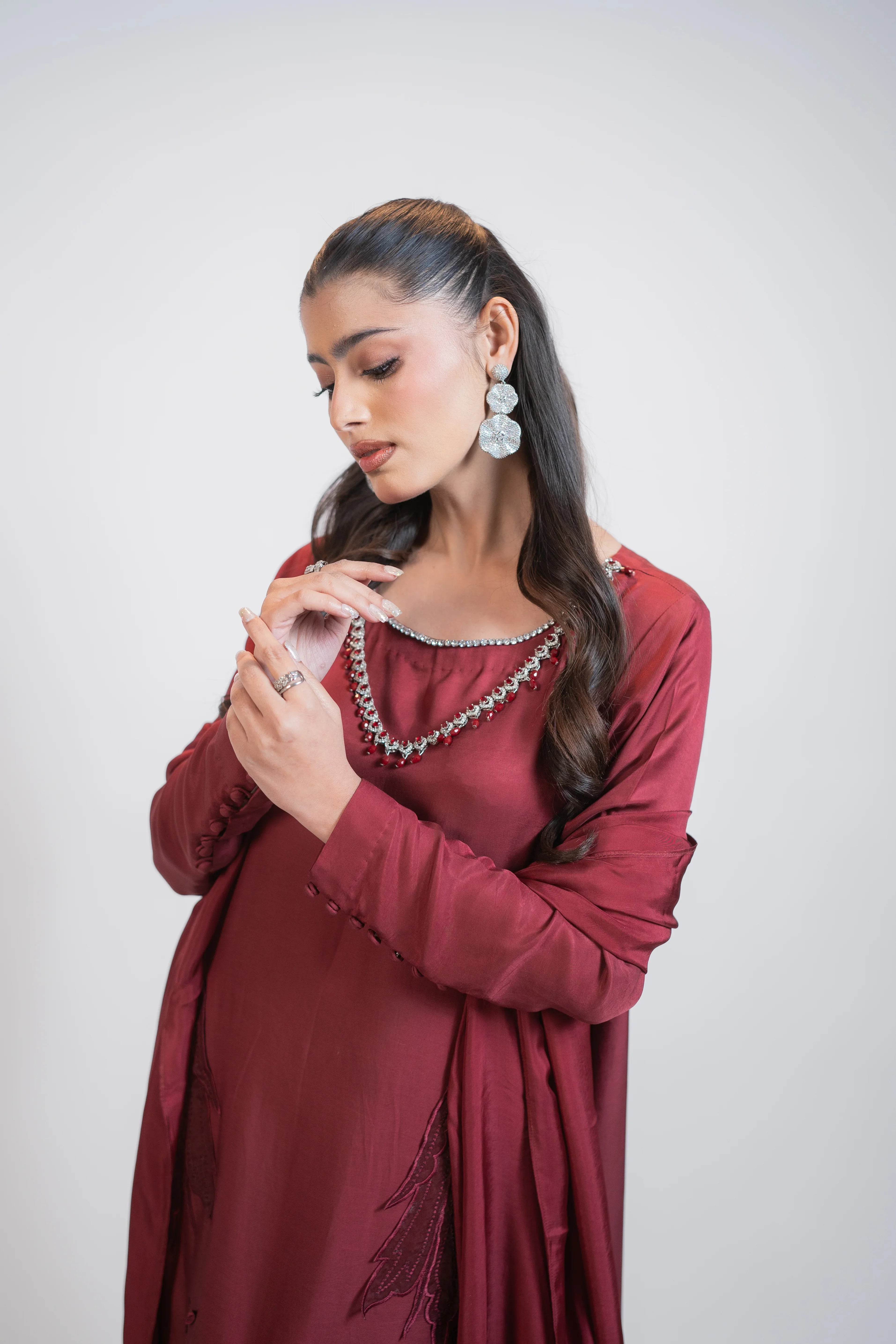 Red Silk 3PC Dress