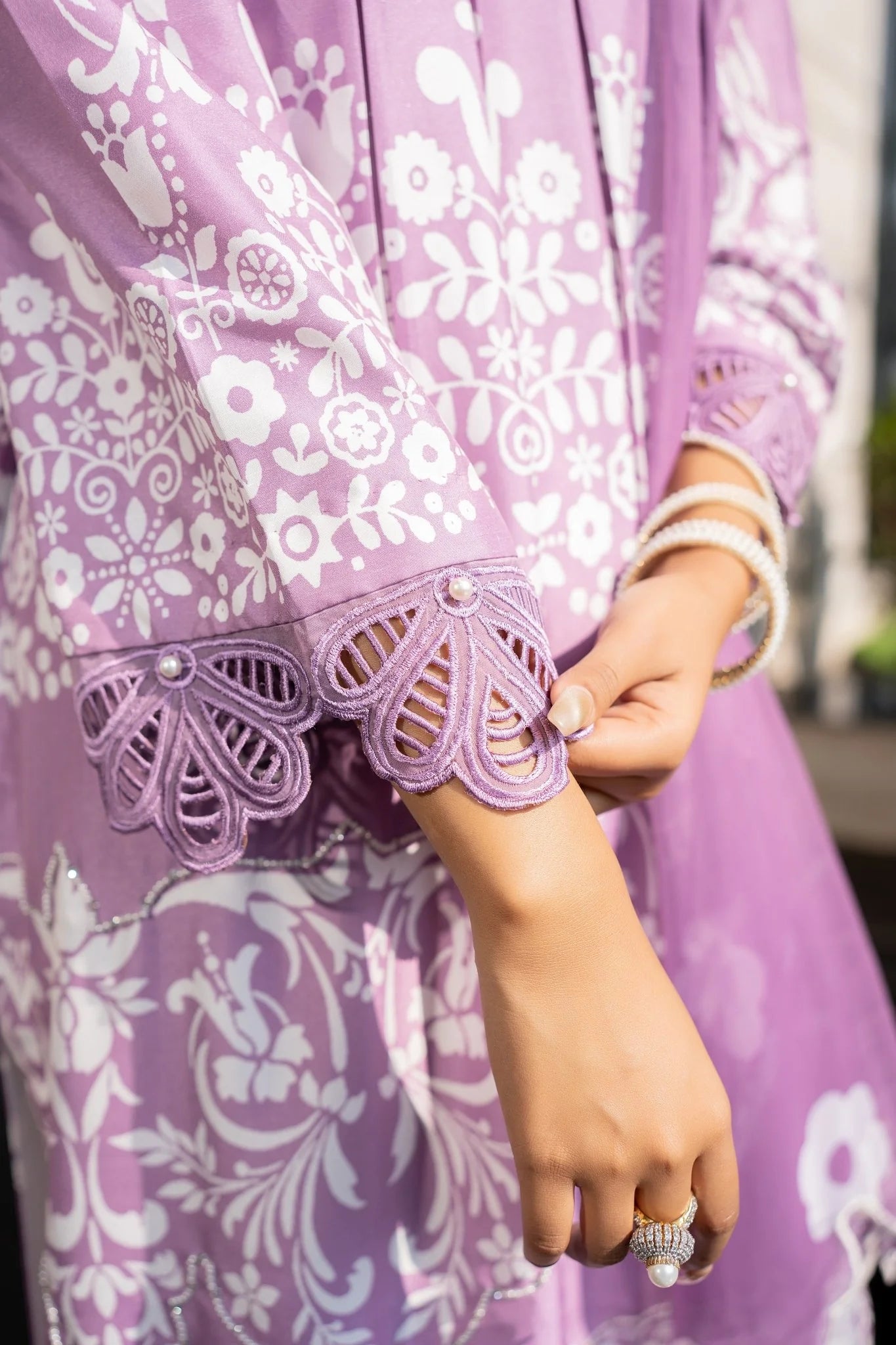 3 Piece Stiched Rana Printed Raw Silk Suit (Pret) Regular price