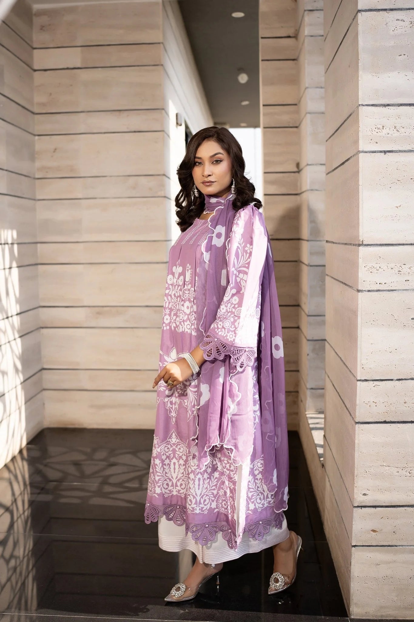 3 Piece Stiched Rana Printed Raw Silk Suit (Pret) Regular price