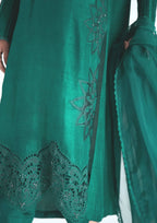 3 Piece Stiched Jade Korean Raw Silk Suit (Pret)