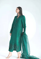 3 Piece Stiched Jade Korean Raw Silk Suit (Pret)