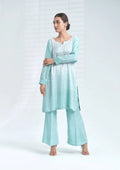 2 Piece Stiched La Pearla Ice Blue Co-Ord Suit (Pret)