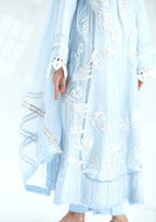 3 Piece Stiched Neigecis Ice Blue Korean Raw Silk Suit (Pret)