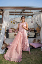 3 Piece Stiched Baby Pink Sheesha Silk Suit (Pret)