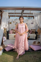 3 Piece Stiched Baby Pink Sheesha Silk Suit (Pret)